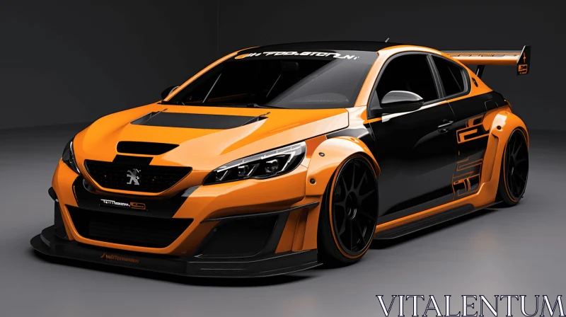 AI ART Peugeot 208 GT Car - White and Orange | Cinema4d Render