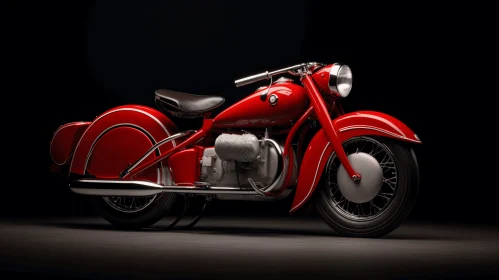 Vintage Red Motorcycle on Black Background - Stunning Photorealistic Art