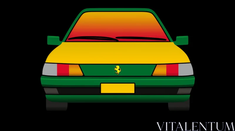 Vibrant Car Artwork: Green, Yellow, and Red | Neo-Classical Symmetry AI Image