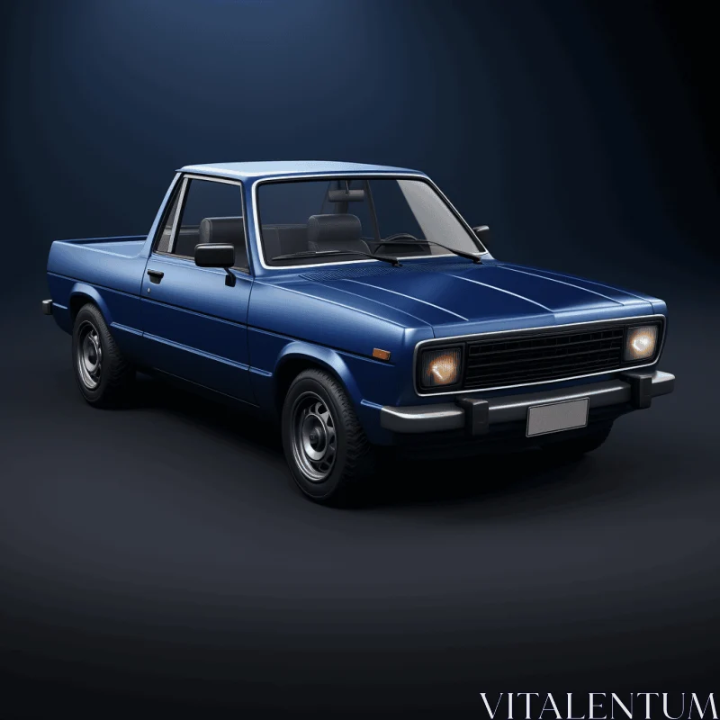 Classic Pickup Truck in Dark Blue | Realistic 3D Rendering AI Image