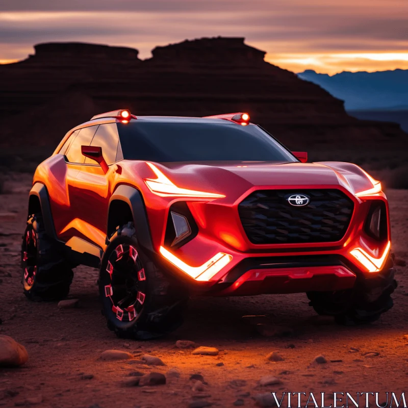 Red Hyundai SUV Concept in Desert: Captivating Design AI Image