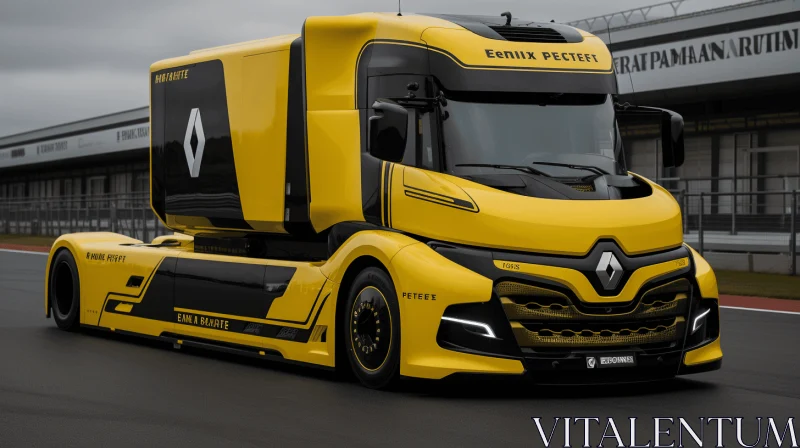 Yellow and Black Truck on Runway: Realistic Renderings of the Human Form AI Image