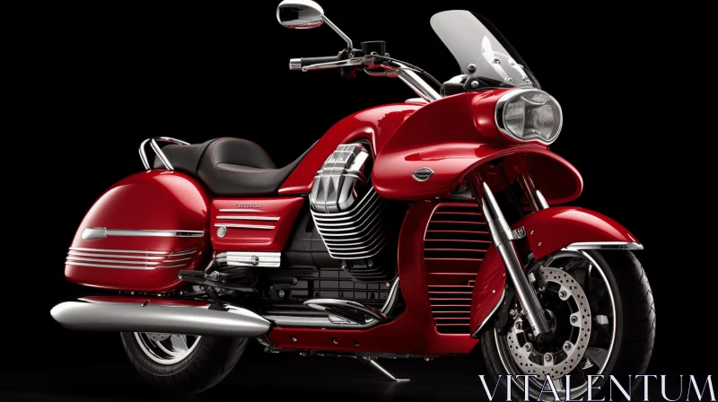 Red Motorcycle on a Black Background - Dark Brown and Silver Style AI Image