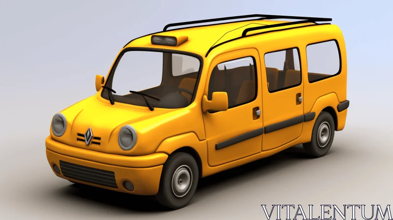 Vibrant Yellow Bus in French Realism Style | Caricature-like Illustrations AI Image