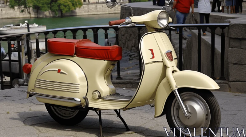 White Scooter: Colorized Swiss Style with Vray Tracing AI Image