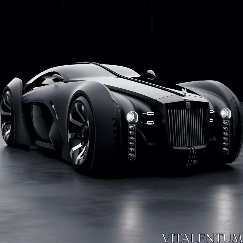 Gothic Futurism: A Captivating Black Car with Bold Structural Designs AI Image