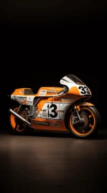 Orange and White Motorcycle on Dark Background - Classic Elegance