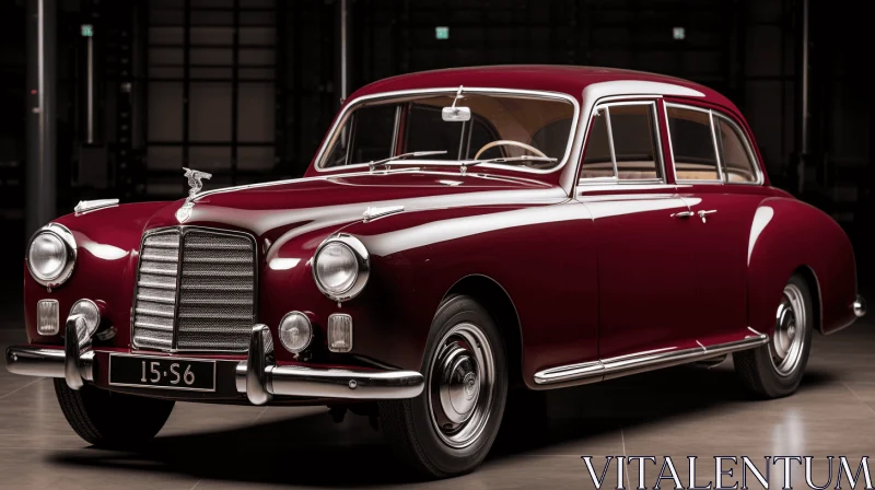 Restored Mercedes 380 S in Dark Red and Beige | Exquisite Symmetry and Repetition AI Image