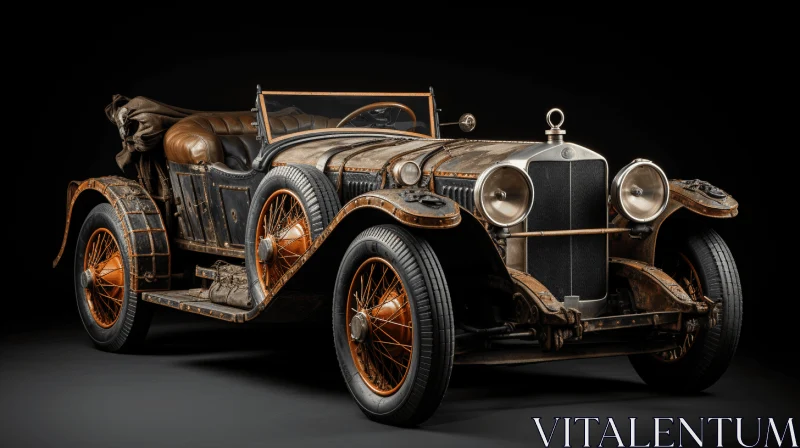 Exquisite Antique Car Artwork: Captivating Blend of Light Orange and Bronze AI Image