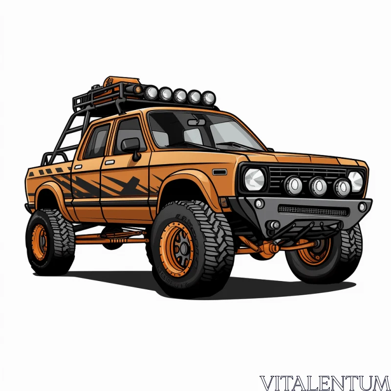 Cartoon Off-Road Truck Inspired by Classic American Cars AI Image