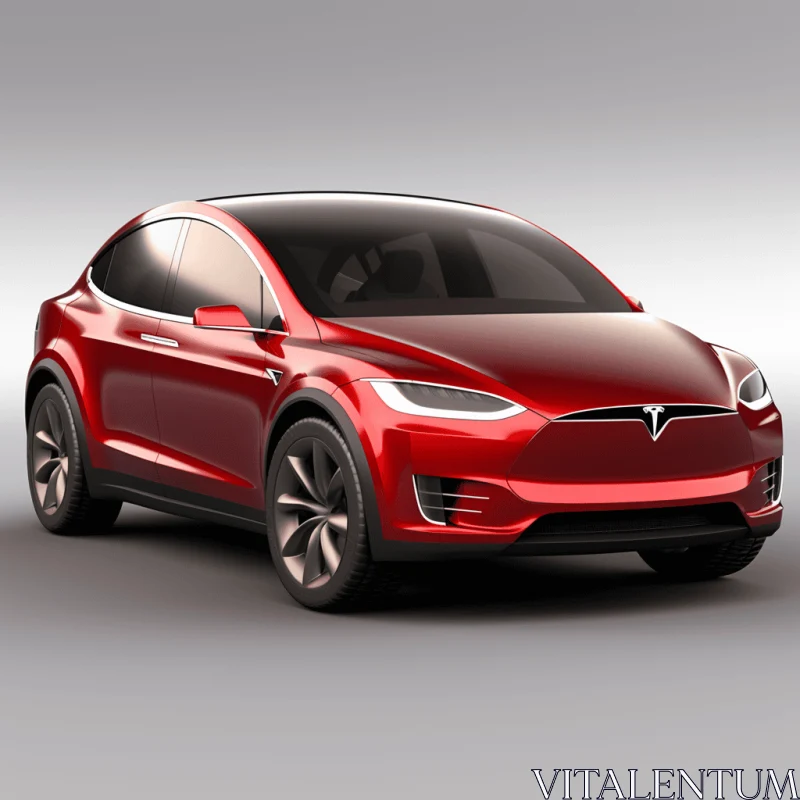 Red Tesla Model X Maya Rendering | Elegant and Captivating AI Image