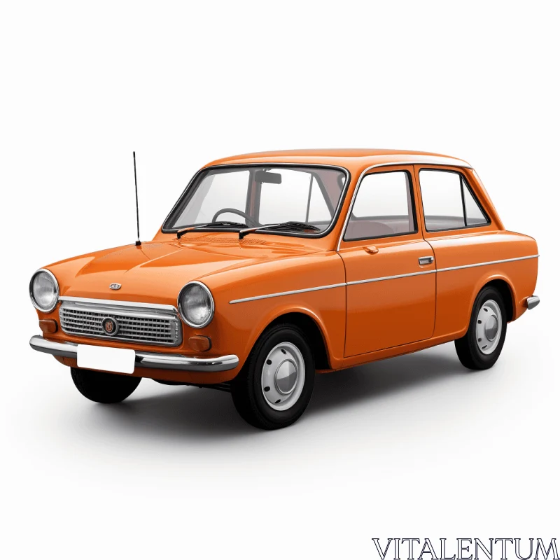 Vintage Elegance: Captivating Orange Car on White Background AI Image