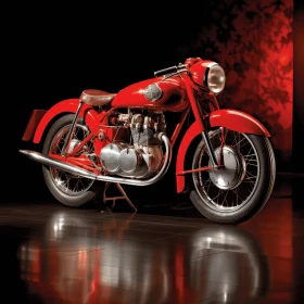 Vintage Red Motorcycle - Photorealistic Rendering for Timeless Beauty