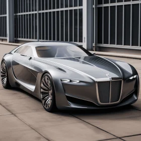 Futuristic Concept Car on a Street - Dark Gray and Silver