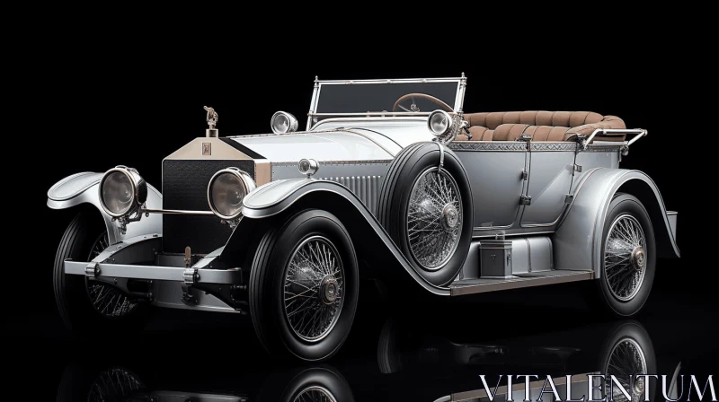 Vintage Silver Car - Realistic and Detailed Rendering AI Image