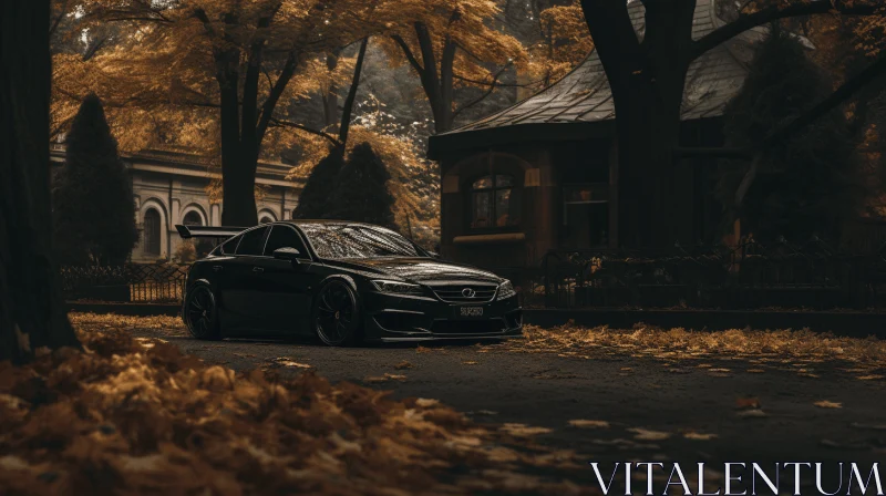 Black Lexus LS Sedan with Autumn Leaves | Rich and Tonal AI Image