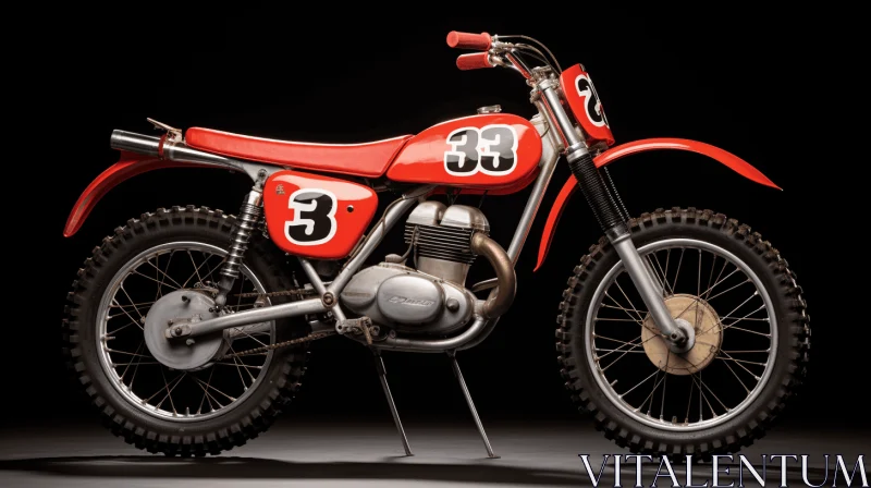 Captivating Vintage and Contemporary Design: Red Dirt Bike on Black Background AI Image