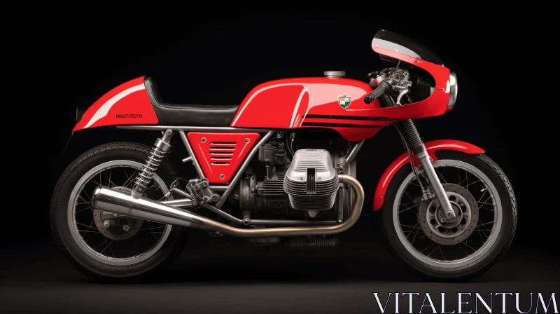 Captivating Red Motorcycle on Black Background | Mid-Century Modern Design AI Image
