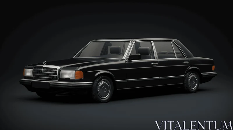 Black Mercedes-Benz Sedan Render - Vintage Style AI Image