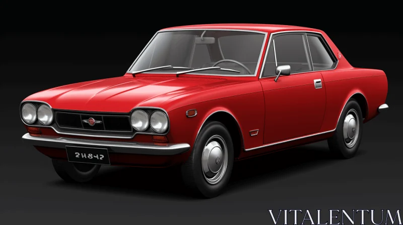 Captivating Red Classic Car on Black Stage | Realistic Rendering AI Image