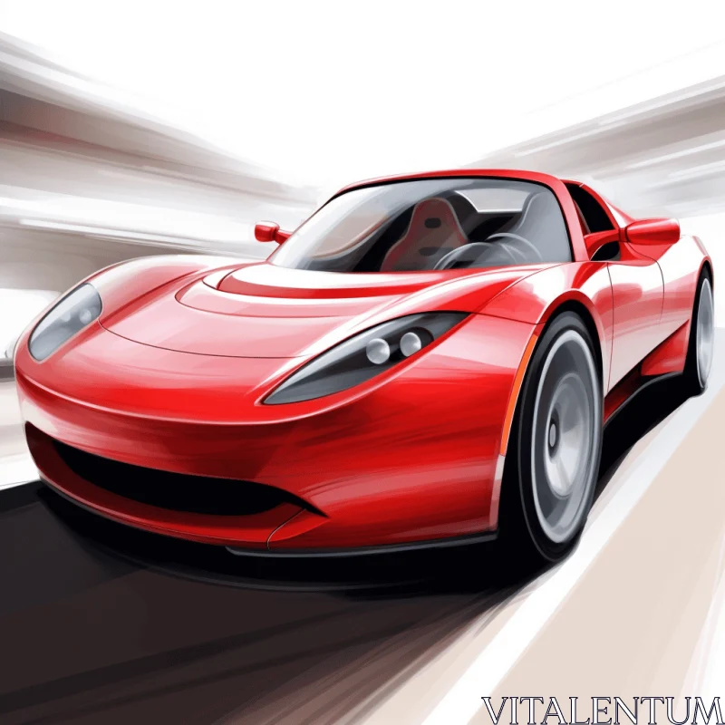 Red Sports Car Illustration - Hyper-Realistic Animal Style AI Image