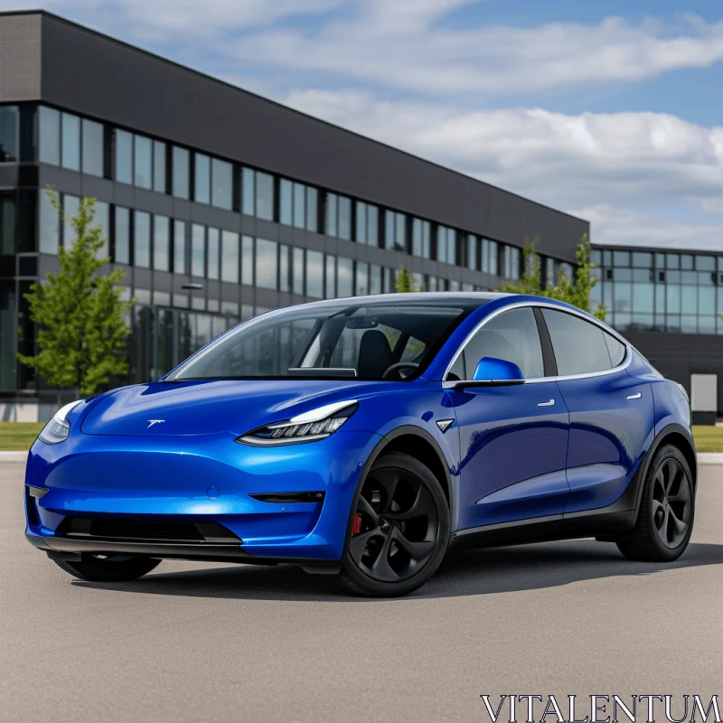 Blue Tesla Model - Bold and Angular Design | Tesla Way AI Image