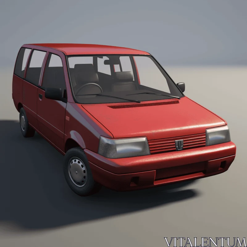 Download a Captivating Red Minivan 3D Model | Soft Focus Nostalgia AI Image