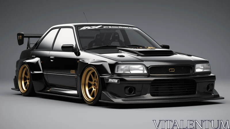 Black and Gold Subaru: A Striking 3D Rendering of Automotive Excellence AI Image