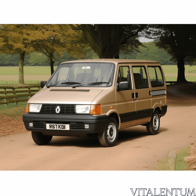 Captivating Tan Van on Rustic Dirt Road AI Image