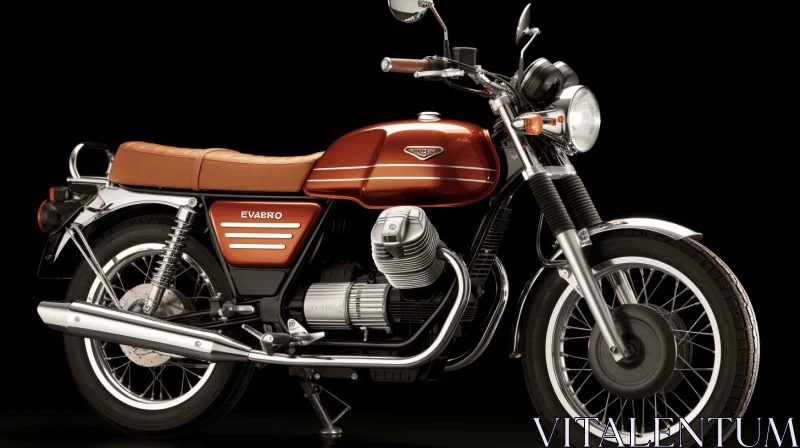 Brown Motorcycle on Black Background | Dark Orange and Silver AI Image