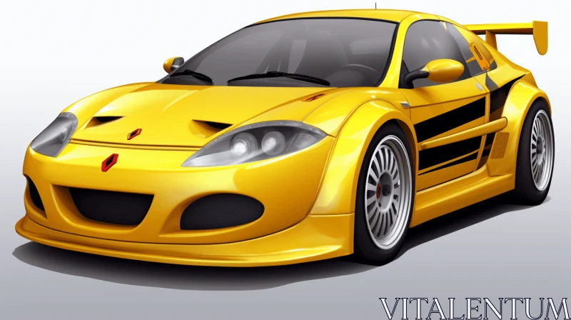 Playful Yellow Sports Car - Vibrant Vector Illustration AI Image