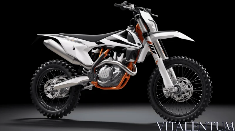 White and Orange Dirt Bike with Sinuous Lines and Metallic Finish AI Image