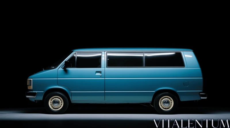 Captivating Blue Van Artwork: A Fusion of Classical Forms and Japanese Minimalism AI Image