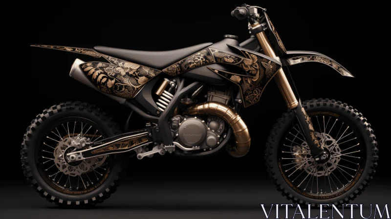 Captivating Gold Moto Bike with Dragon Tattoo - Japanese-Inspired Art AI Image