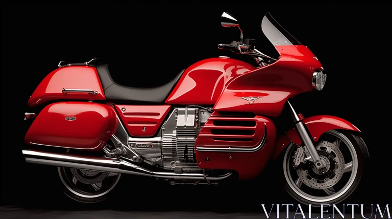 Red Motorcycle on Dark Background: Bold Chromaticity and Hyper-Realistic Bird Studies AI Image