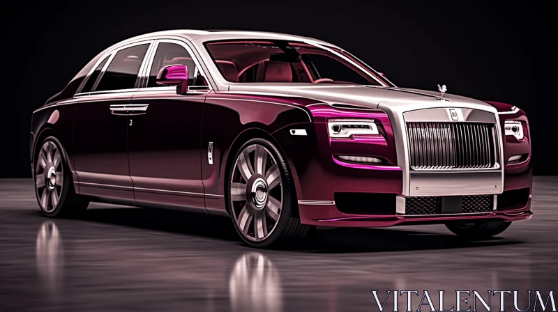 AI ART Rolls Royce Ghost VII Image - Realistic Rendering in Dark Pink and White