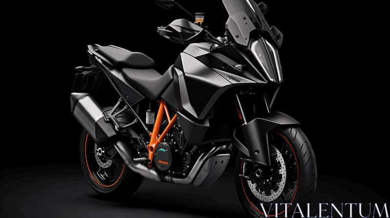 Sleek Black Motorcycle on a Dark Background | 32k UHD Artwork AI Image