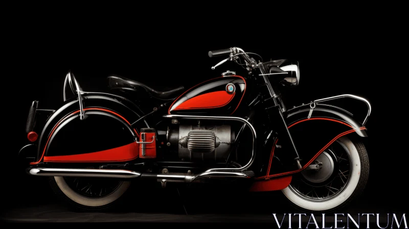 Captivating Black and Red Vintage Motorcycle - German Modernism AI Image