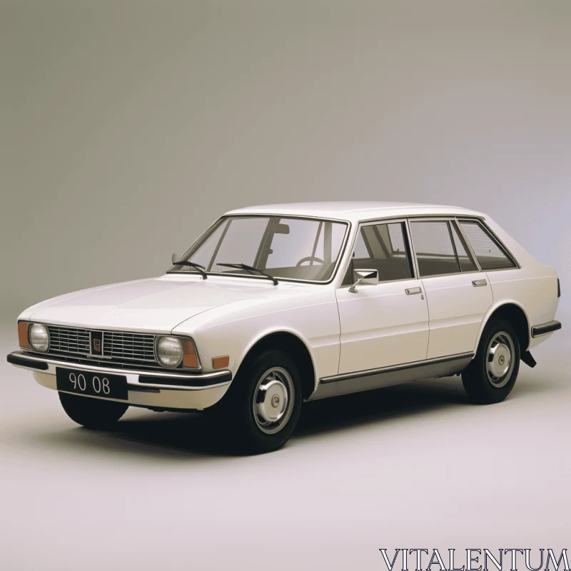 Elegant White Sedan in Classic Still-Life Composition AI Image