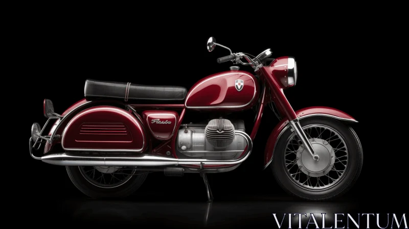 Striking Red Motorcycle Artwork - Capturing the Essence of Mid-Century AI Image