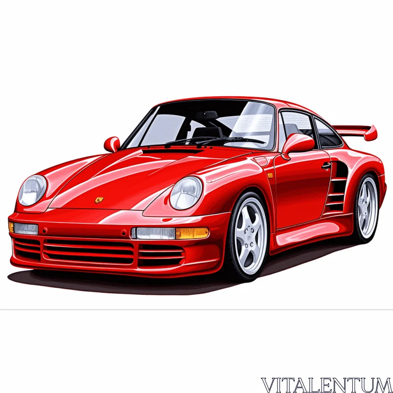 Captivating Red Porsche Car Drawing in Neogeo Style AI Image