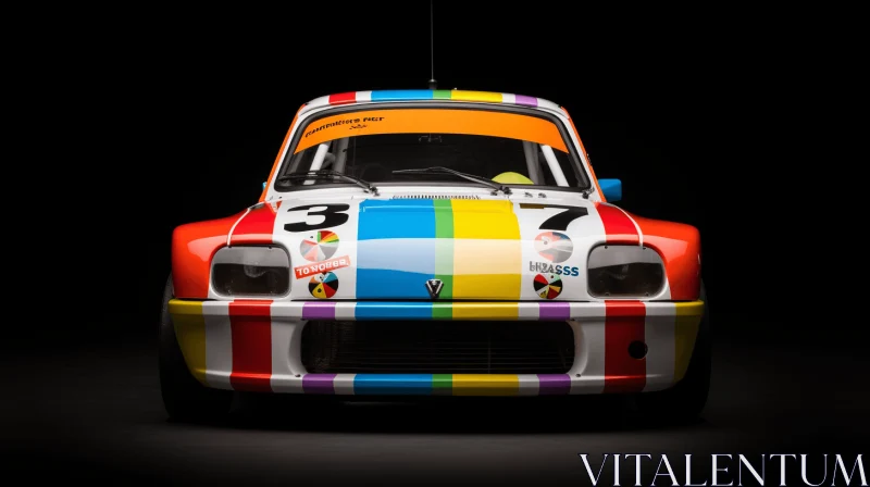 Captivating Race Car with Vibrant Colors on a Dark Background AI Image