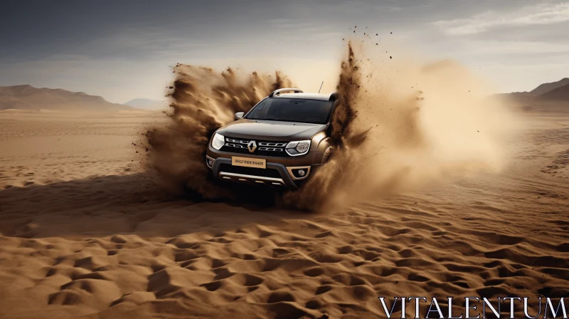 Powerful Black SUV Driving in the Desert | Dramatic Motion Blur AI Image