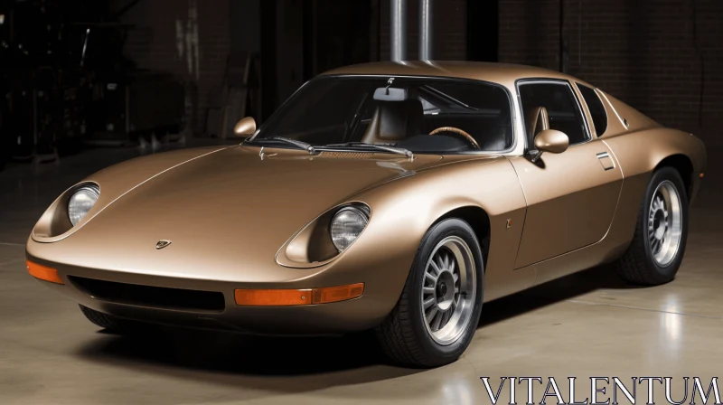AI ART Rare Gold Porsche Sports Car: Traditional Techniques Reimagined