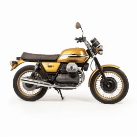 Golden Motorcycle Parked on White Background | Dark Yellow and Dark Bronze