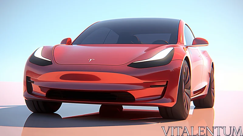 Red Tesla Model Y 3D Model: Organic and Eye-Catching Design AI Image