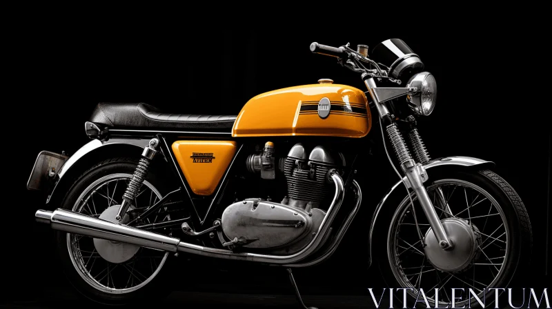 Yellow and Black Motorcycle Still Life on Dark Background AI Image