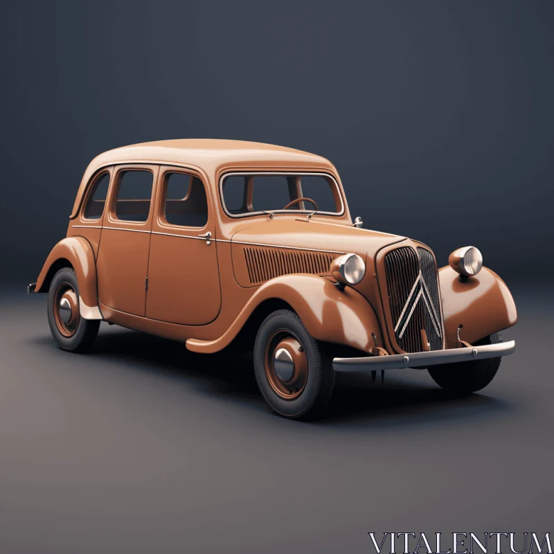 Vintage Car Model in Old Brown Color | Ambient Occlusion | Traditional Color Scheme AI Image