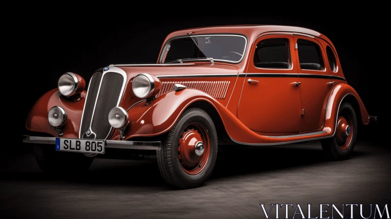 Vintage Brown Red Car on Dark Background | Meticulous Detailing AI Image