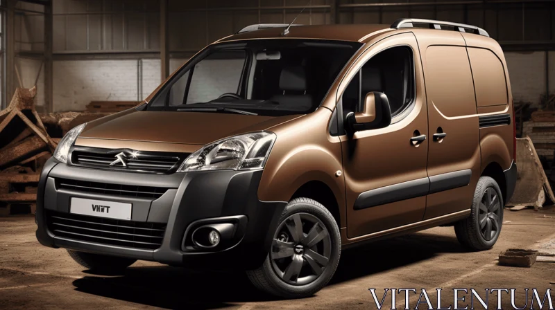 Bronze-inspired Citron Berlingo parked in a warehouse AI Image